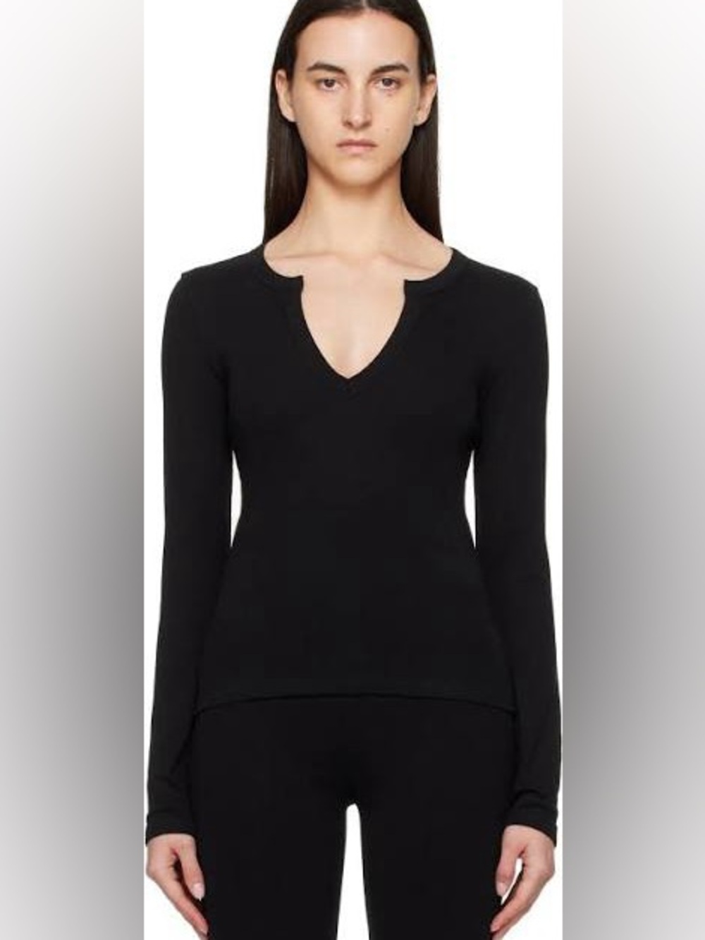 Flore Flore Iman Black Long-Sleeve V-Neck Women's Top NWT